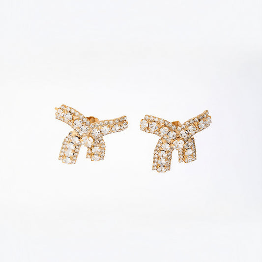 Orecchini e anello eleganti Fiocco con Zirconi Luminosi