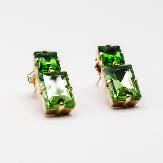 Orecchini Vintage con Doppio Cristallo | Eleganza Raffinata