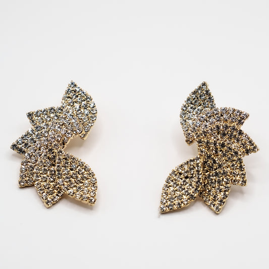 Orecchini Vintage a Foglia con Strass Brillanti
