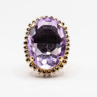 Anello Dorato con Cristallo Ovale e Zirconi