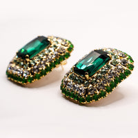 Orecchini Eleganti con Pietre Verdi Smeraldo e Zirconi Luminosi