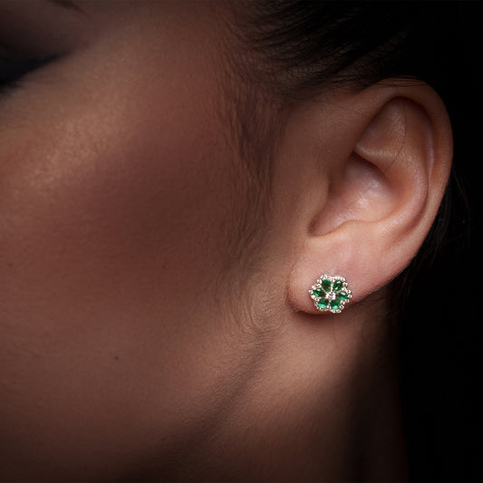 Orecchini donna in Argento 925 | Punto luce colorato| Design floreale elegante | Gioielli femminili