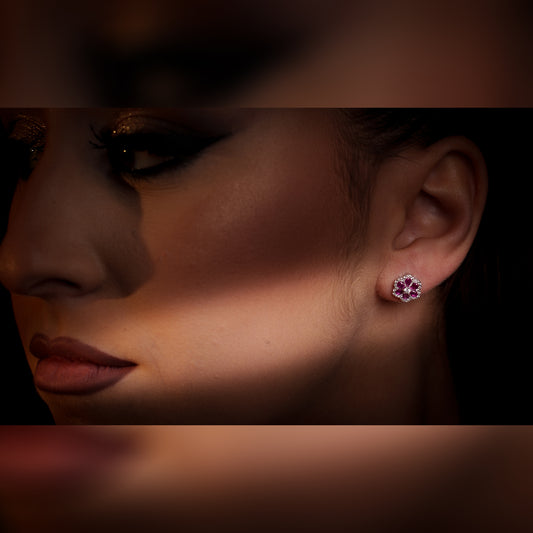 Orecchini donna in Argento 925 | Punto luce colorato| Design floreale elegante | Gioielli femminili