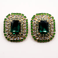 Orecchini Eleganti con Pietre Verdi Smeraldo e Zirconi Luminosi