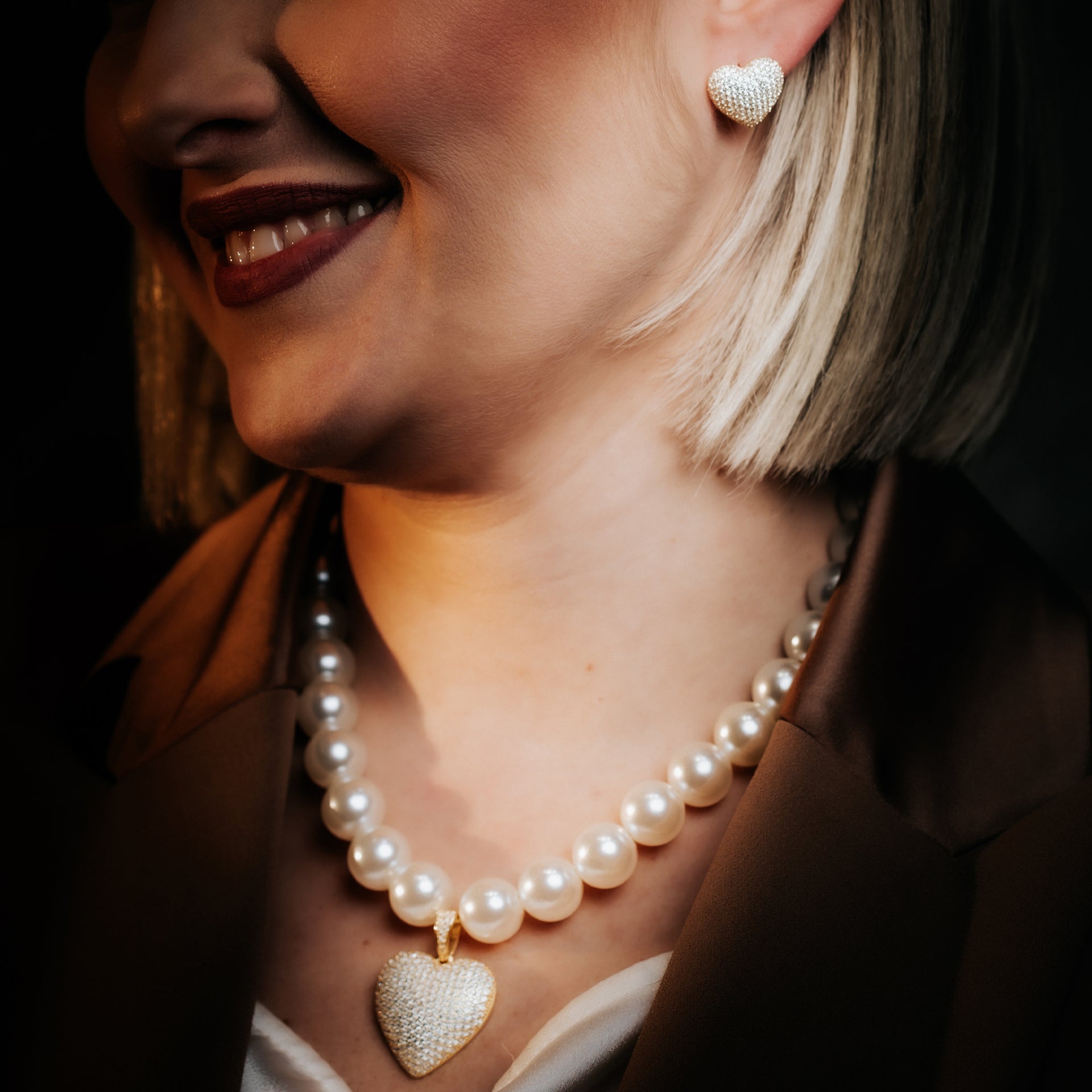 Collana Cuore Pavè | Collana con cuore e orecchini abbinati | Eleganza senza tempo | Idea regalo