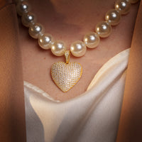 Collana Cuore Pavè | Collana con cuore e orecchini abbinati | Eleganza senza tempo