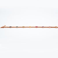 Bracciale Fiore Tennis Colorato | Argento 925 Placcato rosè