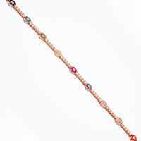 Bracciale Fiore Tennis Colorato | Argento 925 Placcato rosè