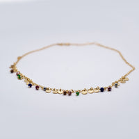 Collana  Rachele Cuori e Pietre Colorate | Argento 925 Placato Oro | Charms Pendenti