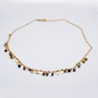 Collana  Rachele Cuori e Pietre Colorate | Argento 925 Placato Oro | Charms Pendenti