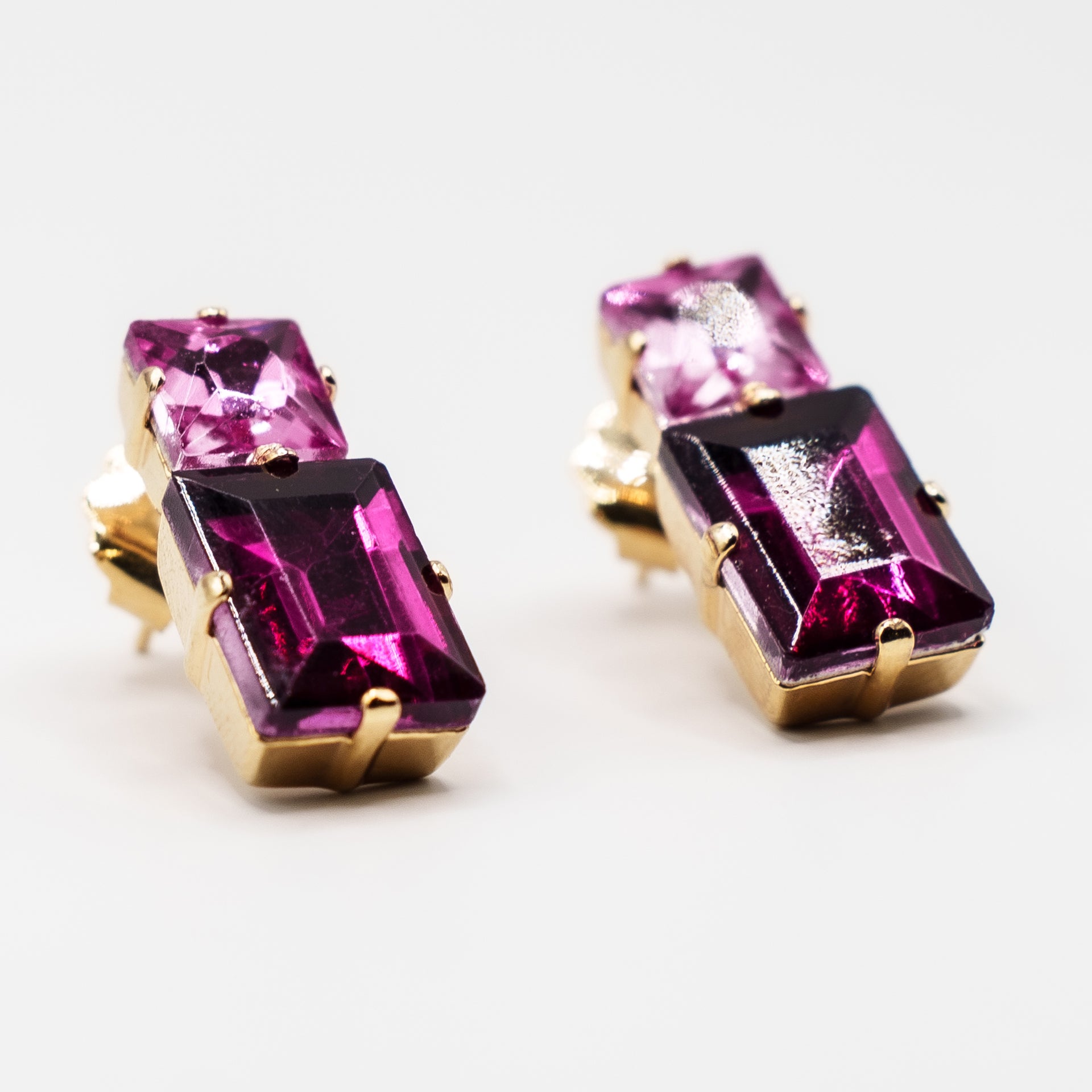 Orecchini Vintage con Doppio Cristallo | Eleganza Raffinata