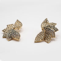 Orecchini Vintage a Foglia con Strass Brillanti