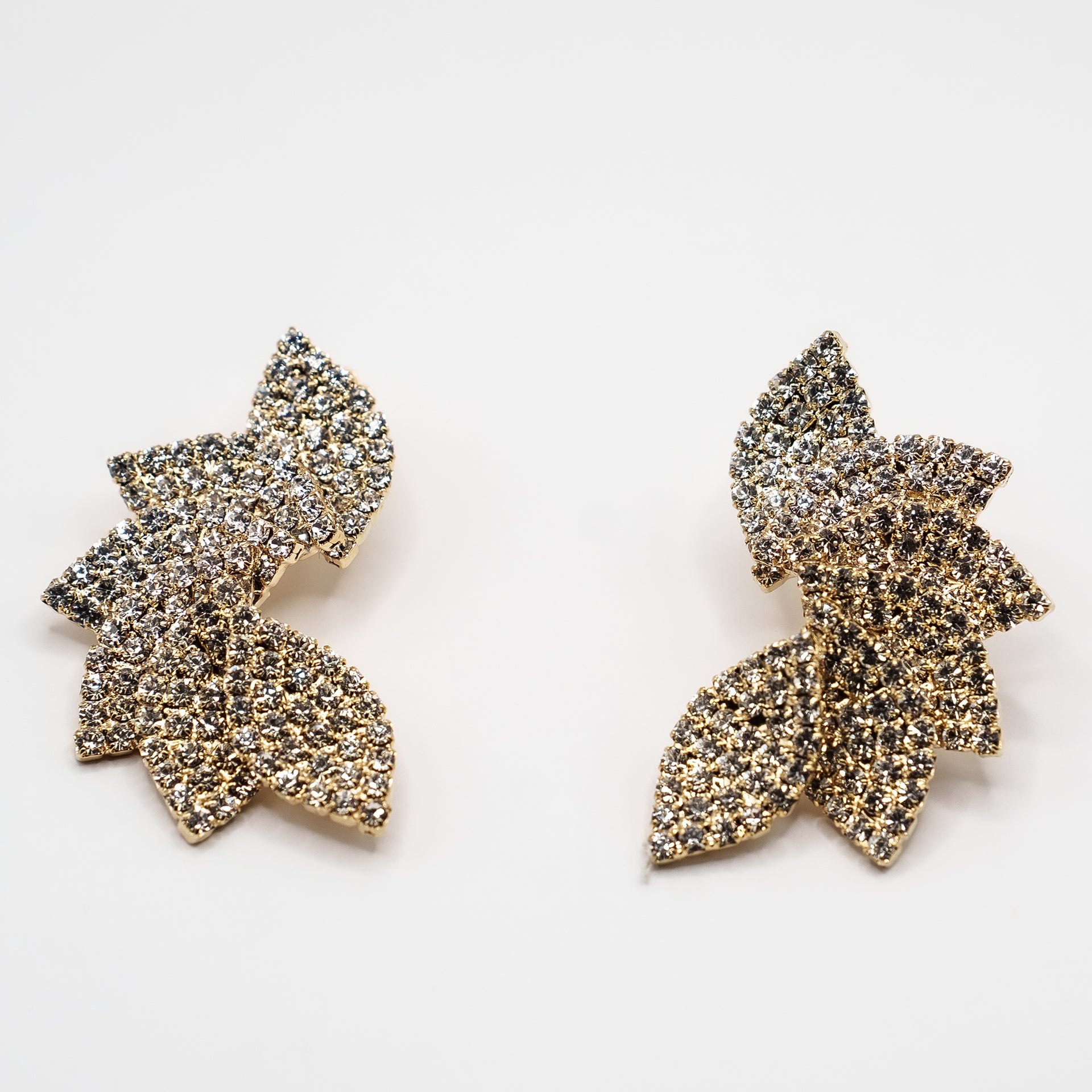 Orecchini Vintage a Foglia con Strass Brillanti | Eleganza Naturale e Raffinata