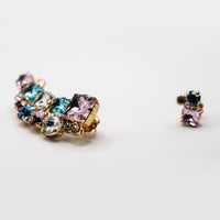 Orecchini Earcuff con Cristalli Sfaccettati e Montatura Dorata