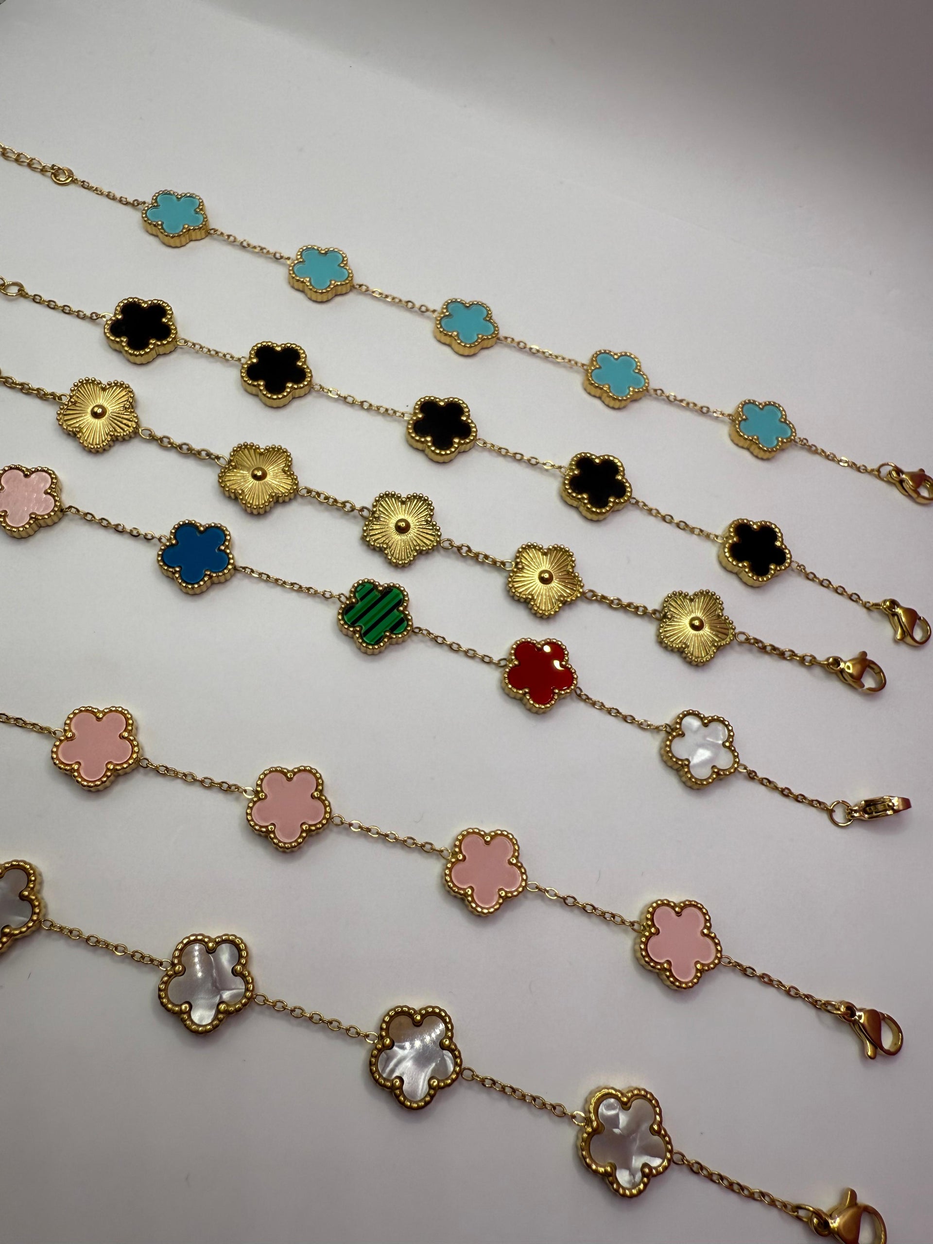 Bracciale Quadrifoglio | Acciaio Inossidabile | Portafortuna Elegante | Regolabile 15+5 cm