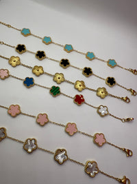 Bracciale Quadrifoglio | Acciaio Inossidabile | Portafortuna Elegante | Regolabile 15+5 cm