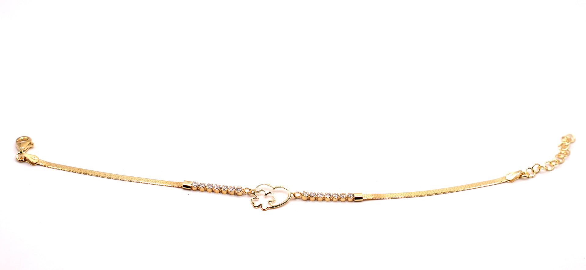 Bracciale Snake Quadrifoglio e cuore | Argento 925