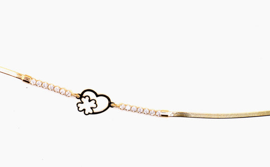 Bracciale Snake Quadrifoglio e cuore | Argento 925