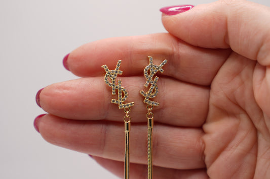 Orecchini lunghi gold|argento 925|zirconato