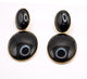 Orecchini  Perla pendenti cabochon neri | Design vintage con montatura oro | Gioielli eleganti donna
