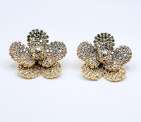 Orecchini fiore con strass | Gioielli dorati eleganti