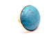 Anello cabochon grande | Finitura oro con pietra azzurra o nera | Accessorio elegante donna