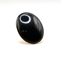 Anello cabochon grande | Finitura oro con pietra azzurra o nera | Accessorio elegante donna