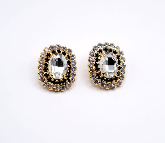 Orecchini Federica ovali| Fondo nero e strass | Gioielli eleganti donna