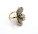 Anello Camelia gold| Gioiello dorato elegante donna | Anello grande tridimensionale