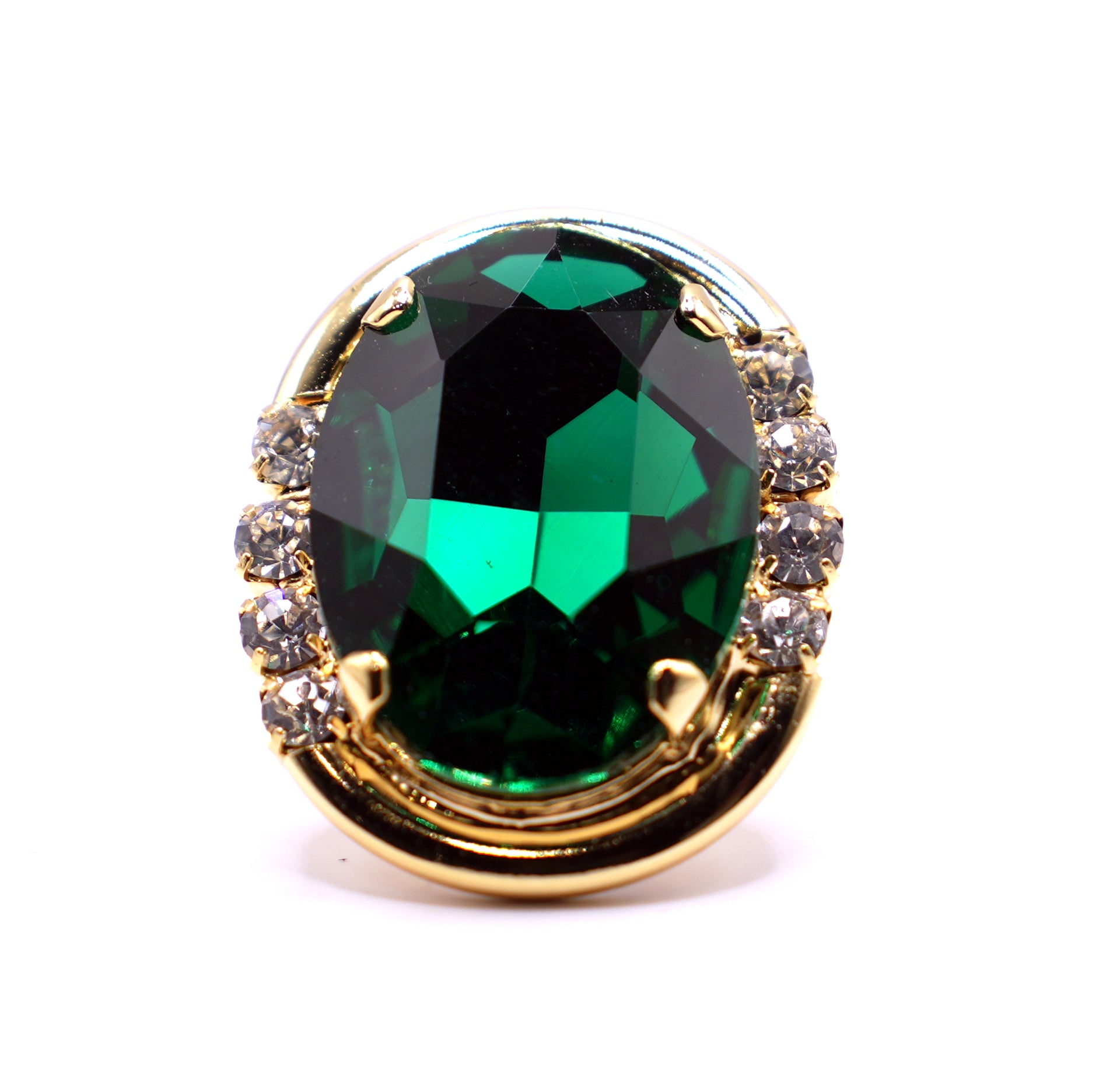 Anello e Orecchini Flora Verde Smeraldo | Set Bijoux Vintage Elegante | Gioielli Donna Placcati Oro