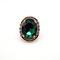 Anello e Orecchini Flora Verde Smeraldo | Set Bijoux Vintage Elegante | Gioielli Donna Placcati Oro