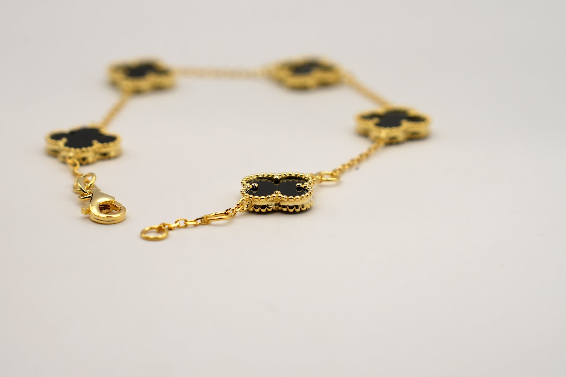Bracciale quadrifoglio nero|gold|argento 925