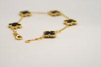 Bracciale quadrifoglio nero|gold|argento 925
