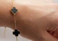 Bracciale quadrifoglio nero|gold|argento 925
