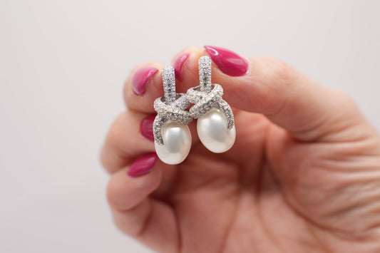 Orecchini perle Elegance pave'|argento 925|zirconi