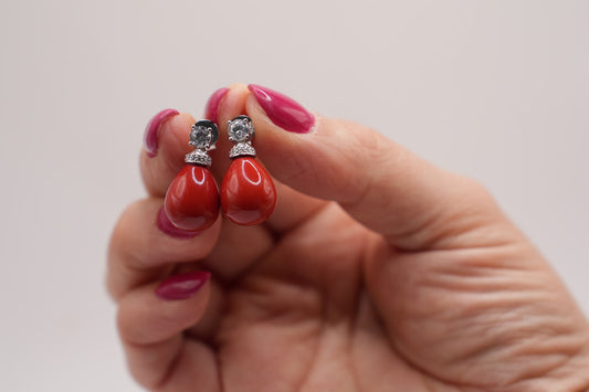 Orecchini Melissa|corallo|argento925con zirconi