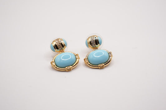 30%SCONTO - Orecchini turchesi|zirconi|ottone|Gold