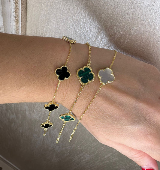 Bracciale quadrifoglio Bianco|argento 925|gold