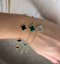 Bracciale quadrifoglio nero|gold|argento 925