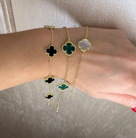Bracciale Verde Big |Quadrifoglio|argento 925|gold