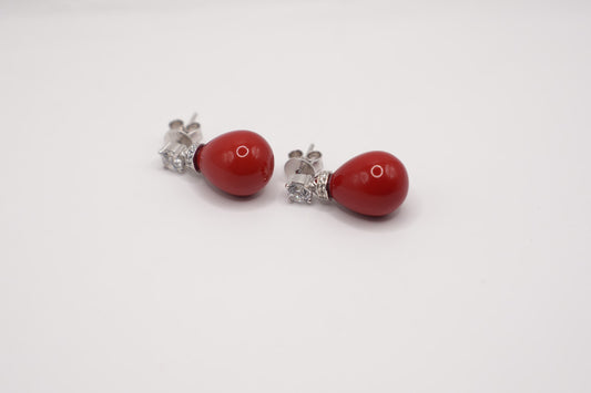 Orecchini Melissa|corallo|argento925con zirconi