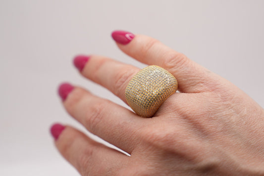 Anello rectangle pave'| Chevalier Pavé con Cristalli | Gioielli Eleganti Argento