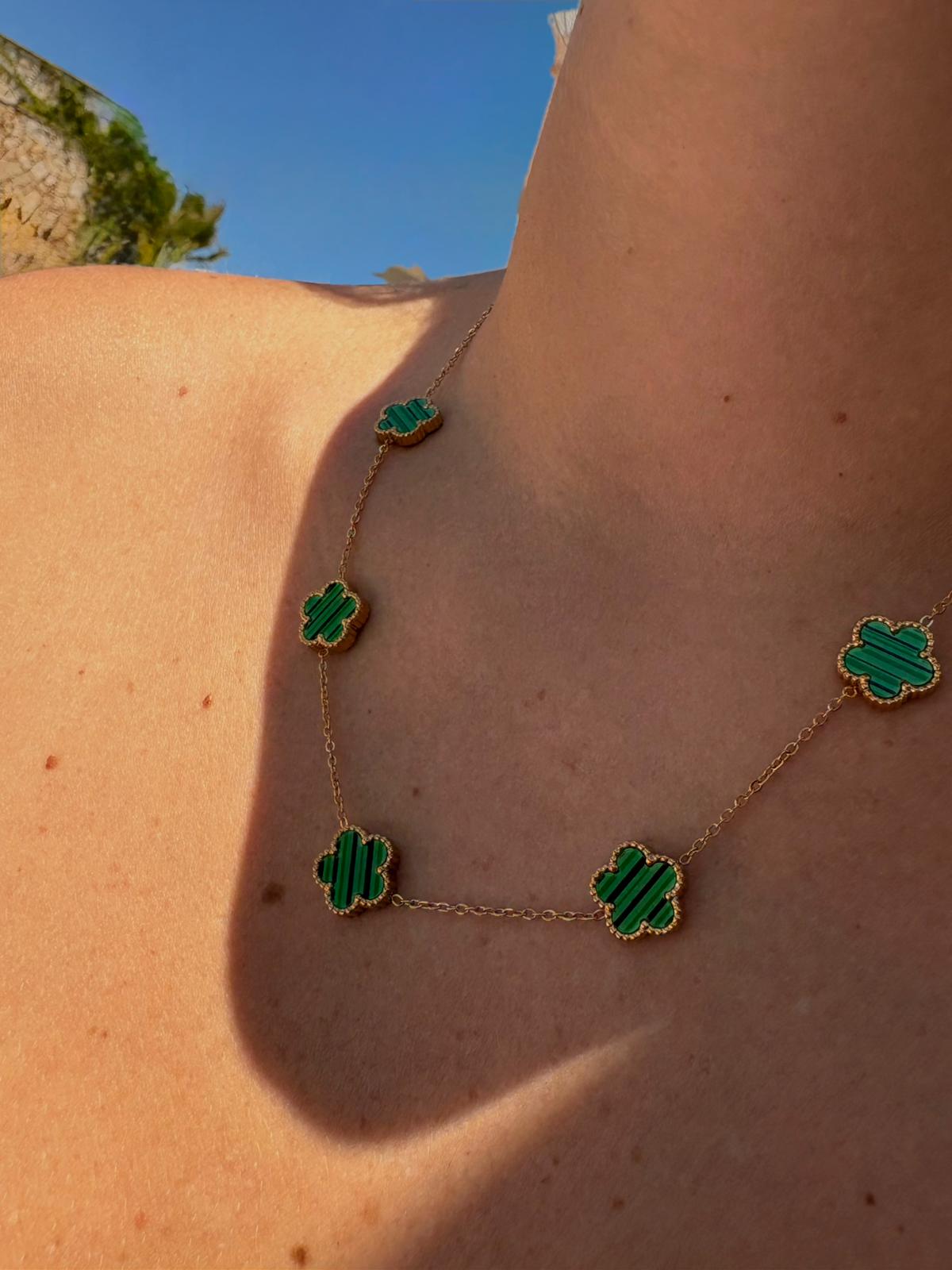 Collana quadrifoglio verde|