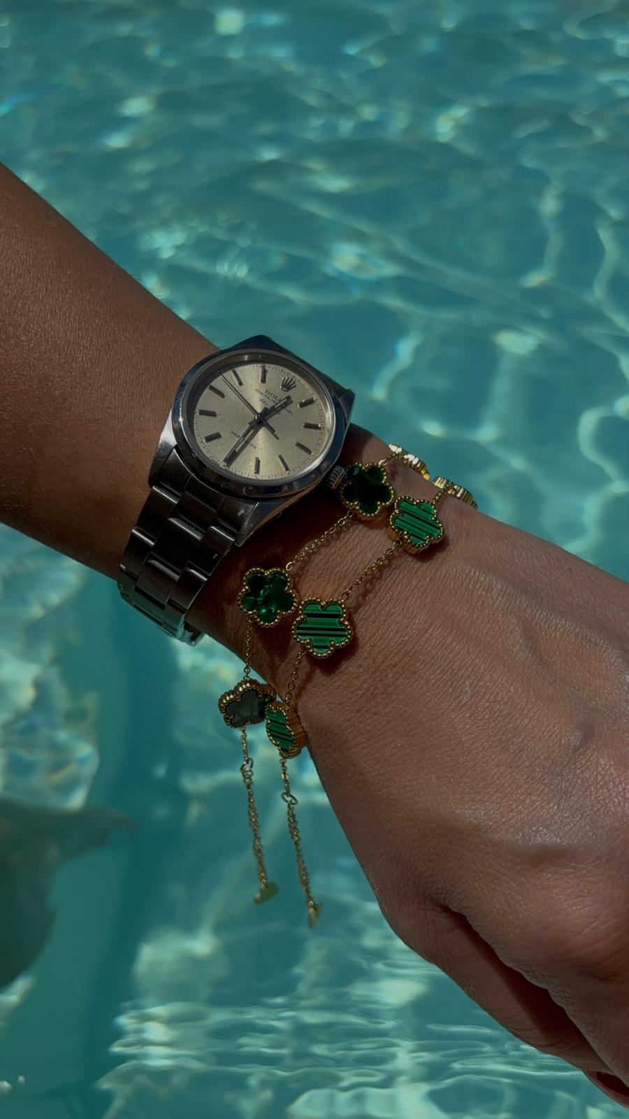 Collana quadrifoglio verde|