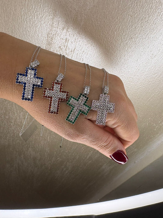 Collana Croce Annalisa|argento 925|Pavè