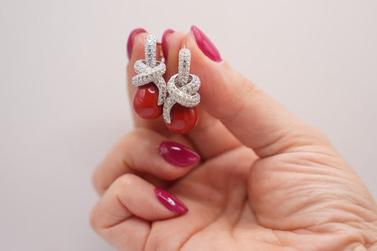 Orecchini corallo Elegance|argento 925|Pave'