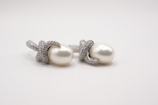 Orecchini perle Elegance pave'|argento 925|zirconi
