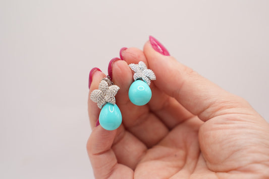 Orecchini Camelia pave'|zirconi|turchesi